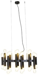 Candeeiro suspenso Art Deco preto 24 luzes - Tubi Art Deco