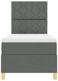 Cama Box Spring com Colchão &amp; LED Cinza Escuro 80x200 cm Tecido