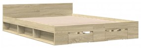 Estrutura de cama c/ gavetas derivados madeira carvalho sonoma