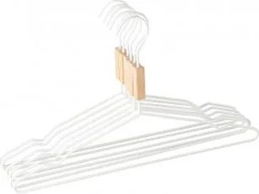 Pack De 6 Cabides Em Madeira E Aço Säly Branco - Sklum