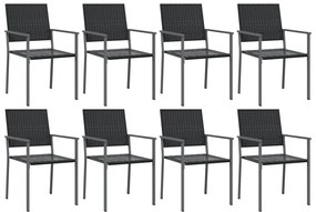 9 pcs conjunto de jantar p/ jardim vime PE e aço