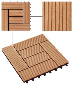 Ladrilhos de pavimento 11 pcs WPC 30x30 cm 1m² cor de teca
