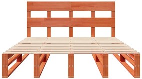 Cama sem colchão 140x190 cm pinho maciço castanho-mel