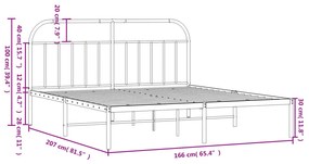 Estrutura de cama com cabeceira 160x200 cm metal branco