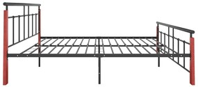 Estrutura de cama 180x200 cm metal e madeira de carvalho maciça