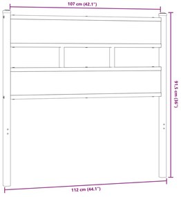 Cabeceira de cama 107 cm deriv. madeira/ferro carvalho fumado