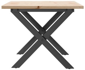Mesa de centro estrutura em X 80x50x40 cm pinho e aço
