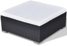 5 pcs conjunto lounge de jardim c/ almofadões vime PE preto