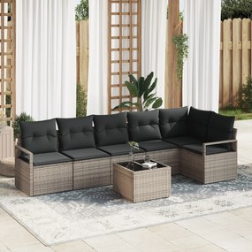 Conjunto de Sofá de Jardim vidaXL com 6 Peças e Almofadas Preto Rattan