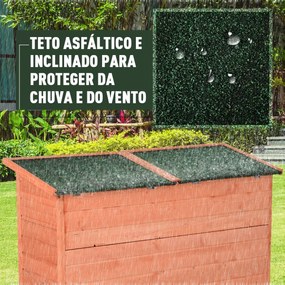 Armário de Jardim de Madeira 128x50x90cm 0,48m² Armário para Armazenamento de Ferramentas com Teto Asfáltico 2 Prateleiras e 2 Portas com Fechadura pa
