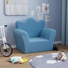 341861 vidaXL Sofá infantil pelúcia macia azul