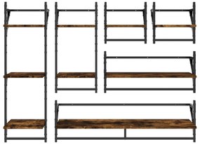 6 pcs prateleiras parede derivados de madeira carvalho fumado