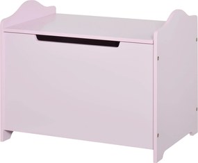 Caixa de brinquedos tipo baú de arrumação, dim. 60 x 40 x 48 cm, com amortecedor pneumático, em MDF rosa