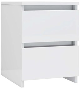 Mesas de cabeceira 2 pcs 30x30x40 cm contrapl. branco brilhante
