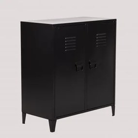 Aparador Armário 80x40 Cm Com 2 Portas Em Aço Pohpli Negro-de-fumo - Sklum
