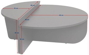 Mesa de Centro "Orion" – Mármore Fressia, Conjunto Modular, 90x60x30 c