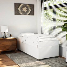 Estrutura de cama 90x200 cm couro artificial branco