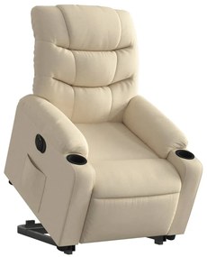 Poltrona reclinável elevatória elétrica tecido cor creme