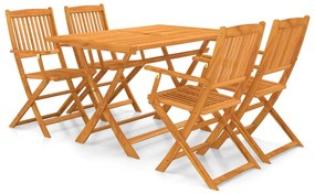 vidaXL 5 pcs conjunto dobrável de jantar p/ jardim acácia maciça