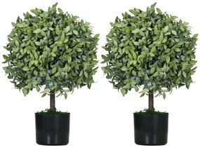 HOMCOM Conjunto de 2 Árvores de Chá Artificial 55 cm Planta Artificial