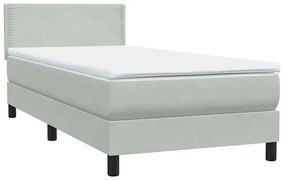 Cama com molas/colchão cinzento-claro 80x220 cm veludo