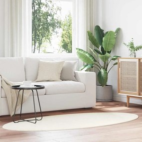 vidaXL Tapetes de área Oval HUARTE Creme 100 x 200 cm 100% Poliéster
