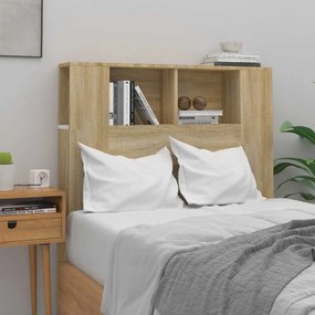 vidaXL Armário de cabeceira 100x18,5x102,5 cm branco e carvalho sonoma