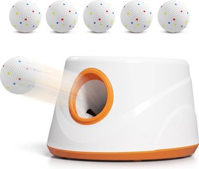 Lançador Automático de Bolas para Cães com 6 Bolas em ETPU e 3 Distâncias Ajustáveis 6/10/14 m, Laranja