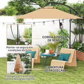 Chapéu de Sol Excêntrico Ø 290 cm Chapéu de Sol de Jardim com Base Cru