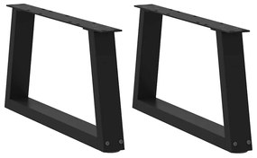 Mesa de jantar pernas 2 pcs forma de V 60x(30-31,3)cm aço preto