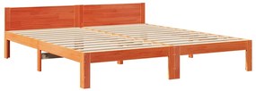 Cama sem colchão 160x200 cm madeira pinho maciço castanho-mel