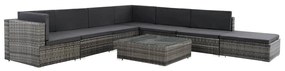 vidaXL 8 pcs conjunto lounge de jardim c/ almofadões vime PE cinzento