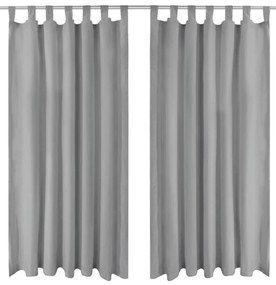 Cortinas de cetim com presilhas 2 pcs 140x225 cm cinzento