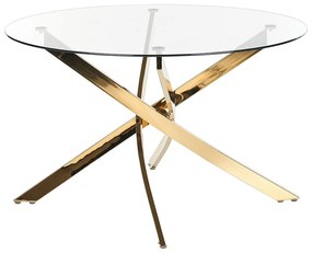 Mesa de jantar redonda com vidro temperado e pernas douradas ⌀ 120 cm MARAMO Beliani