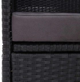 Sofá-cama de exterior com toldo vime PE preto