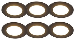 Conjunto de 6 focos embutidos pretos com LED regulável em 3 etapas IP65 - Blanca Moderno