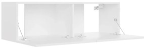 3 pcs conjunto de móveis de TV derivados de madeira branco