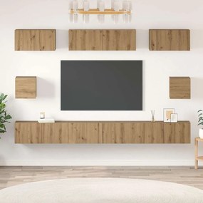 Conjunto de Estantes para TV 8 pcs carvalho artisiano