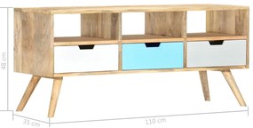 Móvel de TV 110x35x48 cm madeira de mangueira maciça