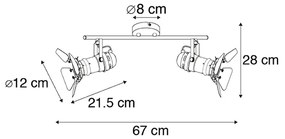 LED Foco Inteligente Preto Incl. WiFi GU10 2-Luzes com Abas - Movie Industrial