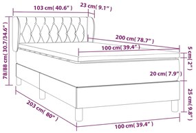 Cama com molas/colchão 100x200 cm veludo cinza-claro