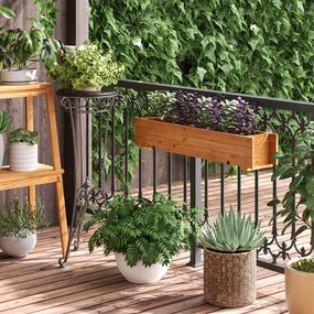 Outsunny Floreira de Madeira de Chão ou Parede Floreira Retangular com 2 Orifícios de Drenagem e 2 Ganchos para Cultivos de Plantas Flores em Jardim Varanda 91x18x16,5cm Madeira
