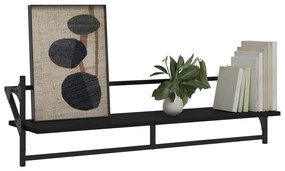 Prateleiras de parede com barras 2 pcs 100x25x30 cm preto