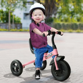 HOMCOM Triciclo para Crianças Acima de 18 Meses com Buzina e Rodas de Segurança 74x49x55cm Rosa