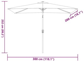 Guarda-sol de exterior com poste de metal 300x200 cm terracota