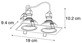 Foco de encastrar preto ajustável 2-luzes - CHUCK Moderno