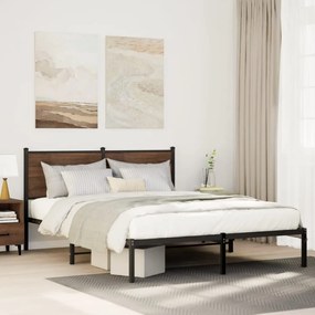 Estrutura de cama sem colchão 140x200 cm metal carvalho fumado