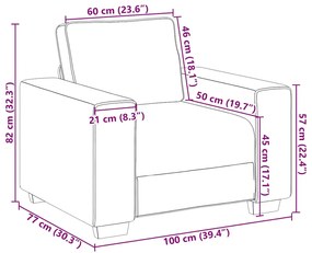 Poltrona 60 cm veludo cinzento-claro