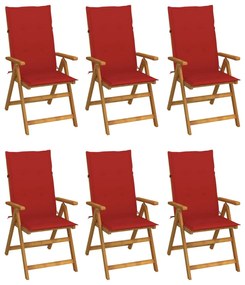 vidaXL Cadeiras de jardim dobráveis c/ almofadões 6 pcs acácia maciça
