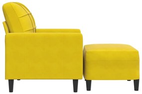 Poltrona com apoio de pés 60 cm veludo amarelo